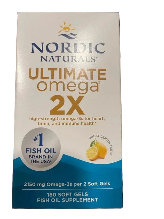 LOT 2 NordicNaturals Ultimate Omega 2X 180 Softgels,Lemon Flavour Exp 1/2027