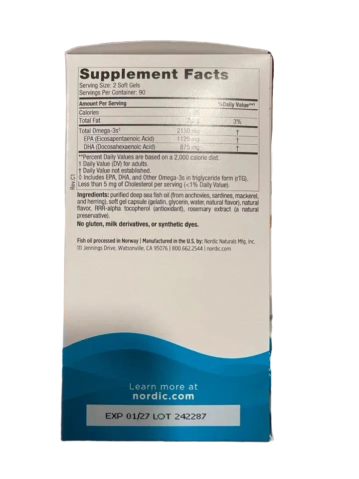 LOT 2 NordicNaturals Ultimate Omega 2X 180 Softgels,Lemon Flavour Exp 1/2027