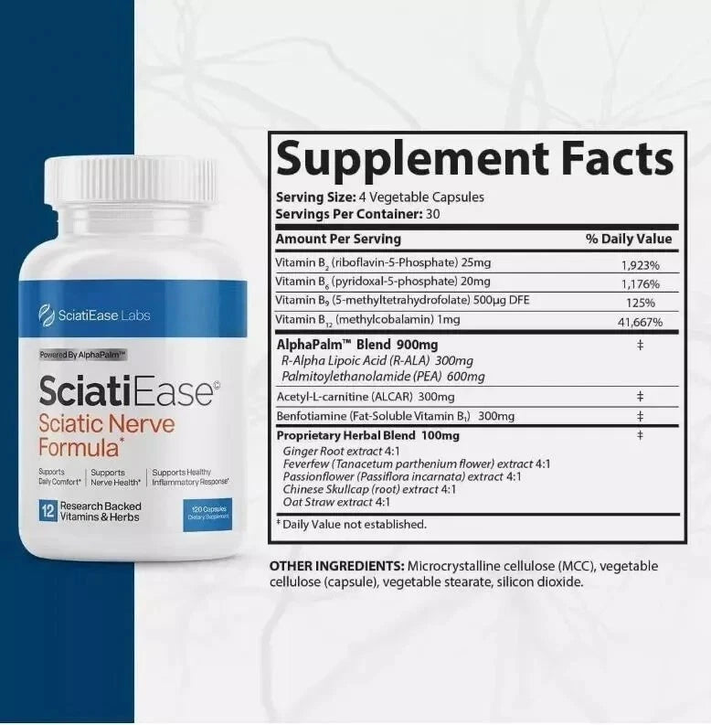 1-3 Pack SciatiEase Labs Sciatic Nerve Support Formula 120 Softgels US