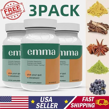 3 Pack Emma Relief KETO Gut Health Supplement 180 Softgels Bloating Relief